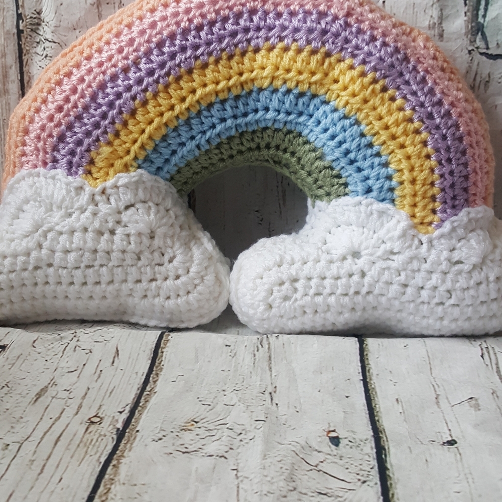 Crochet Rainbow Throw Pillow/Nursery decor - Picture 8 of 16